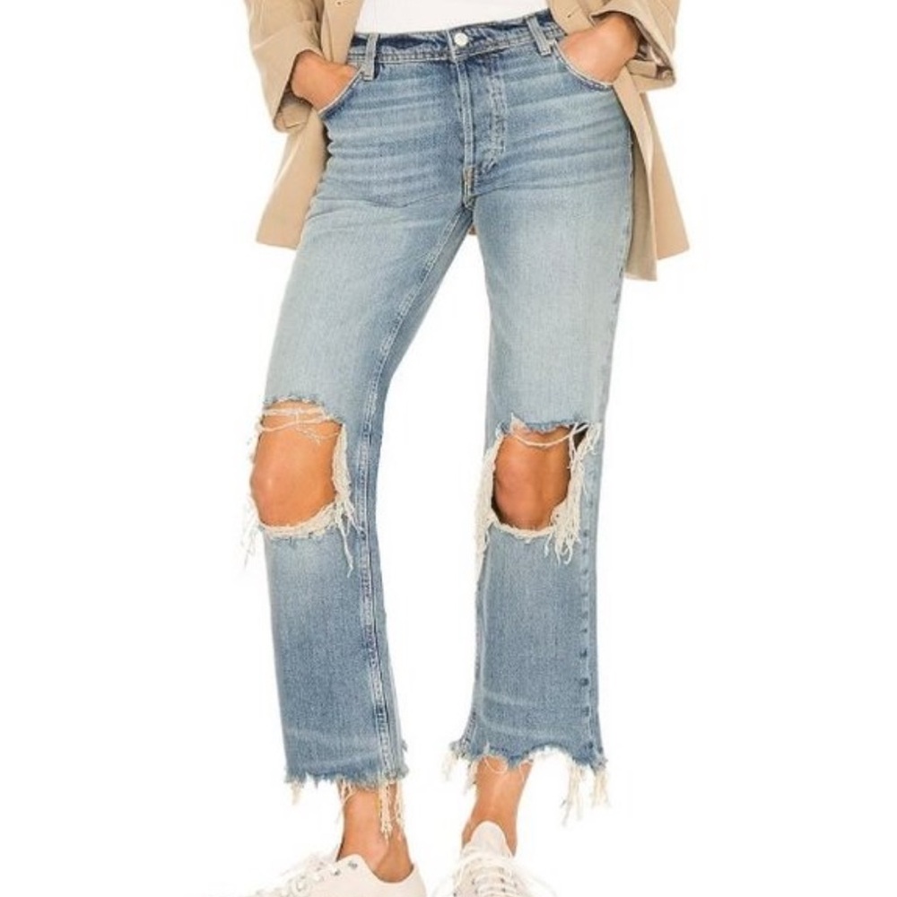 50%offw❤️ We The Free People Maggie Mid Rise Straight Jeans Button Fly Light